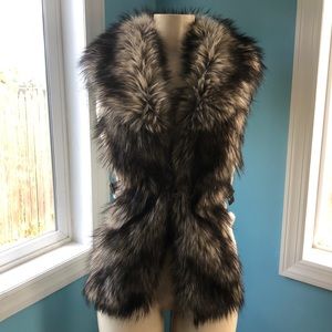 Guess Faux Fur Sweater Buckle Vest